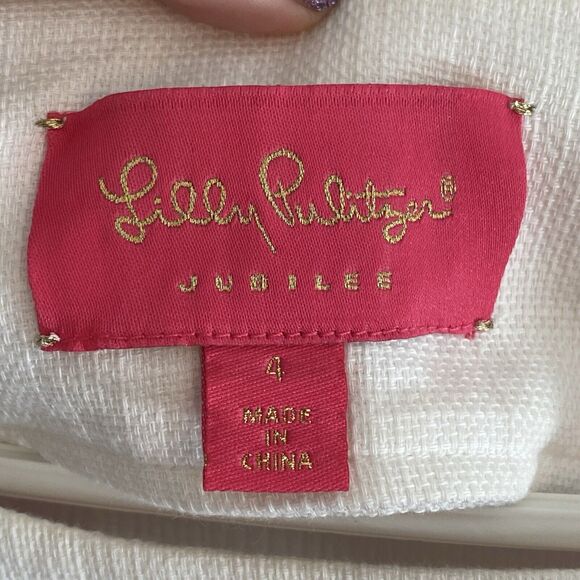 LILLY PULITZER JUBILEE Dress Womens Size 4 WHITE Pink CORONADO CRAB SHIFT - Picture 2 of 5